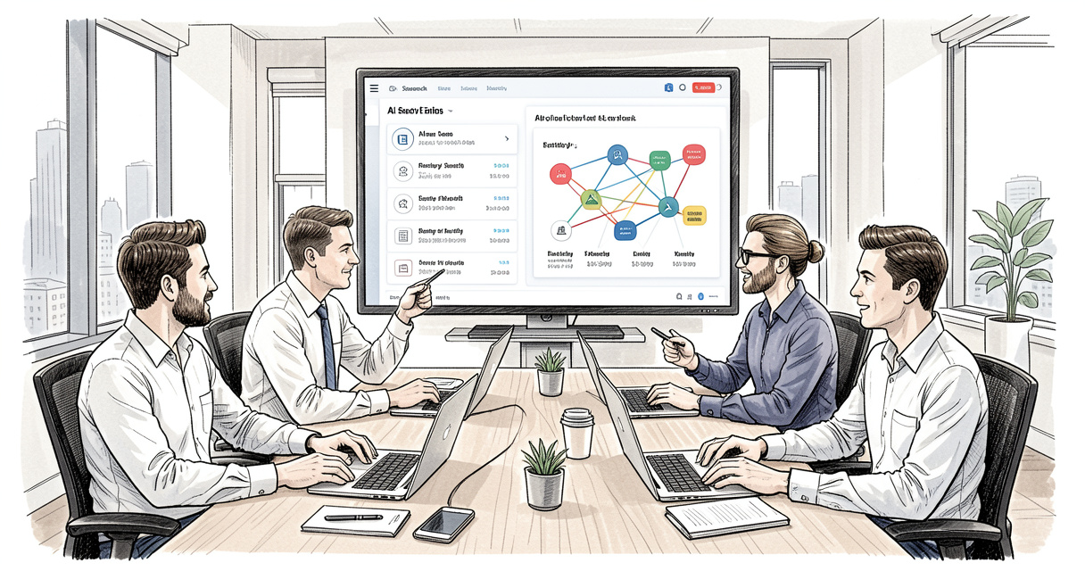 AI SEO agency team analyzing generative engine optimization performance on screen