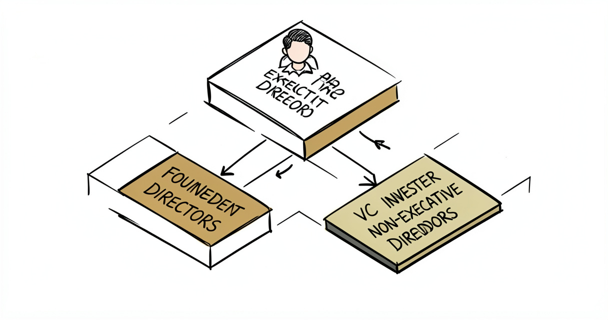 Diagram showing startup board composition with non-executive director role highlighted
