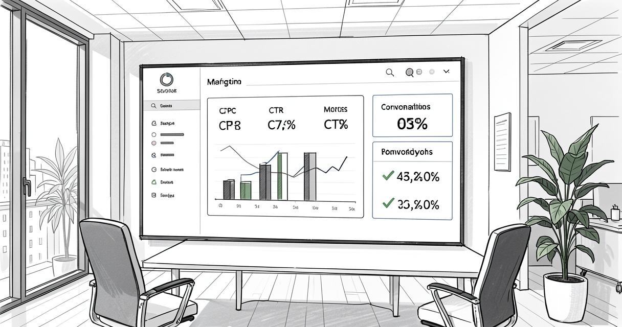 Search engine marketing agency dashboard showing campaign performance metrics