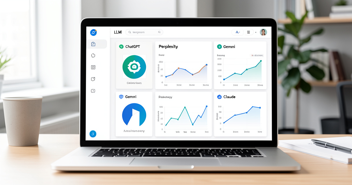 LLM rank tracker dashboard showing brand visibility across ChatGPT, Perplexity, Gemini, and Claude