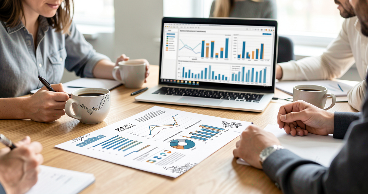 Client SEO report review with white-label reporting tool in agency meeting