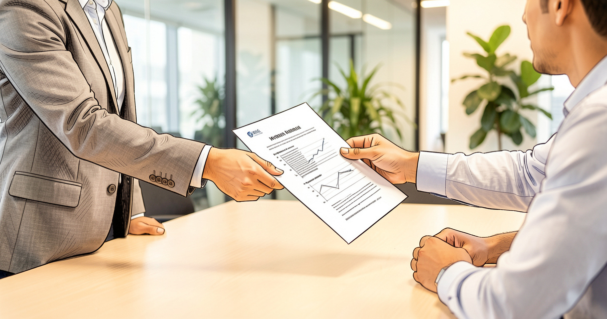 Consultant presenting an agency SEO audit report to a client