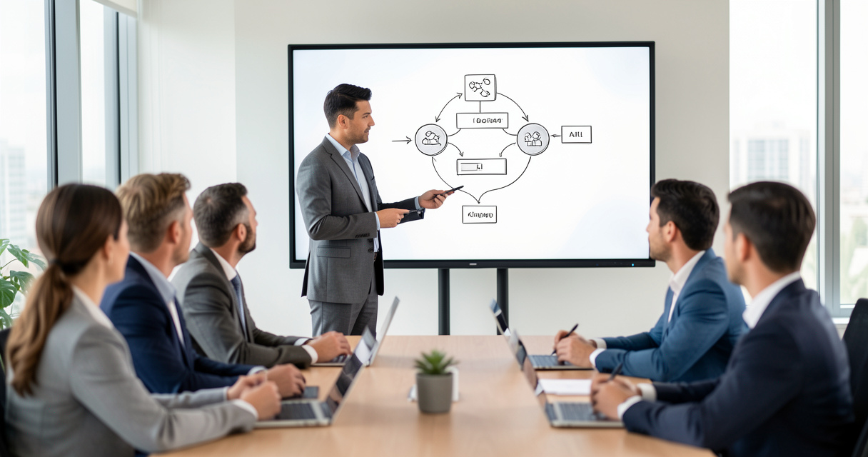 AI automation agency consultant presenting workflow strategy