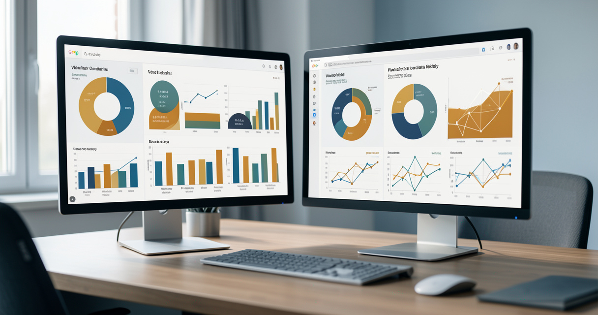 AI search monitoring platforms compared on dual dashboard screens